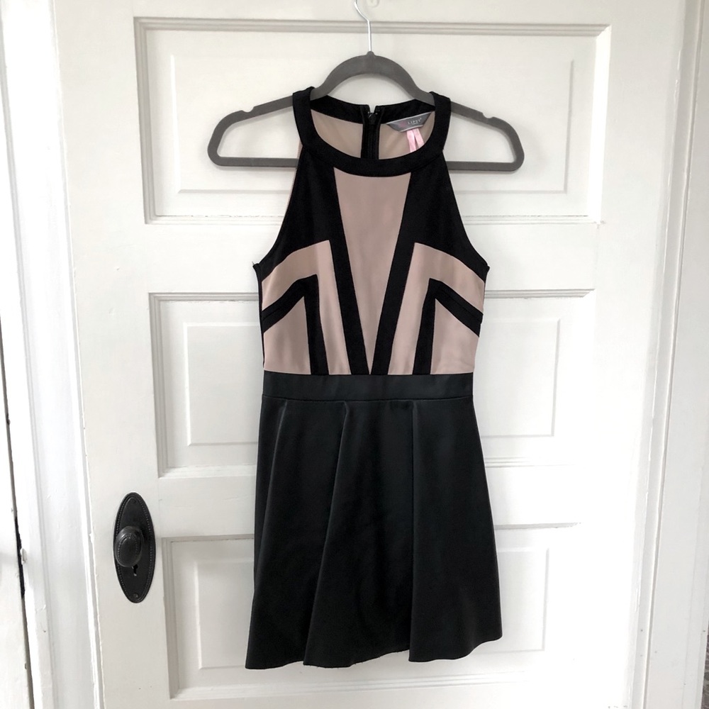 Leather and Mesh Mini Dress